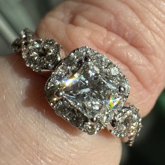 The Leo Diamond 14K White Gold 1ctw E/SI2 Princess Pave Halo Engagement Ring Sz8 - Picture 5 of 16